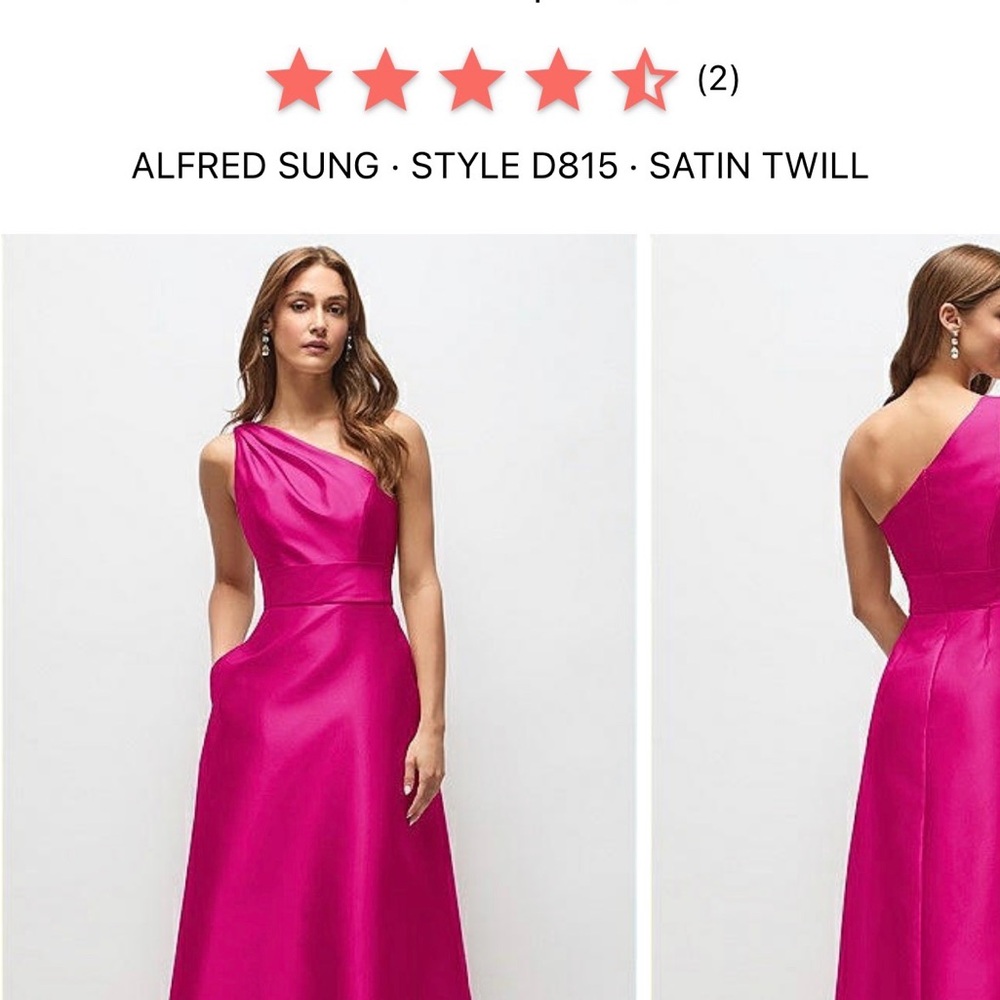 Alfred Sung One-Shoulder Satin Twill Dress in Fuchsia